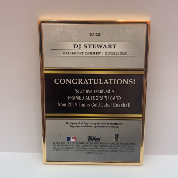 2019 Topps Gold Label DJ Stewart Orioles Framed Auto #GLA-DST (MISC9) - Picture 2 of 2